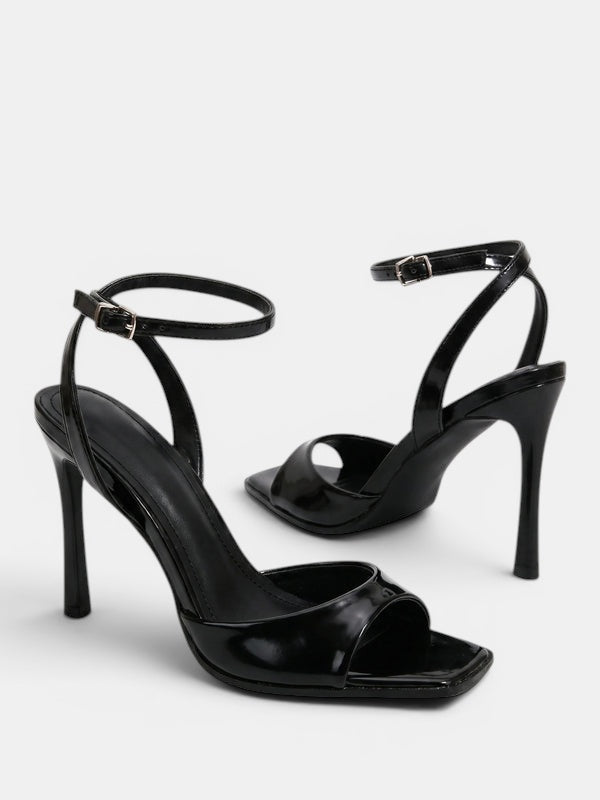 Gleamond | Women's Ankle Strap Sandals with Square Toe and Stiletto Heel Gleamond