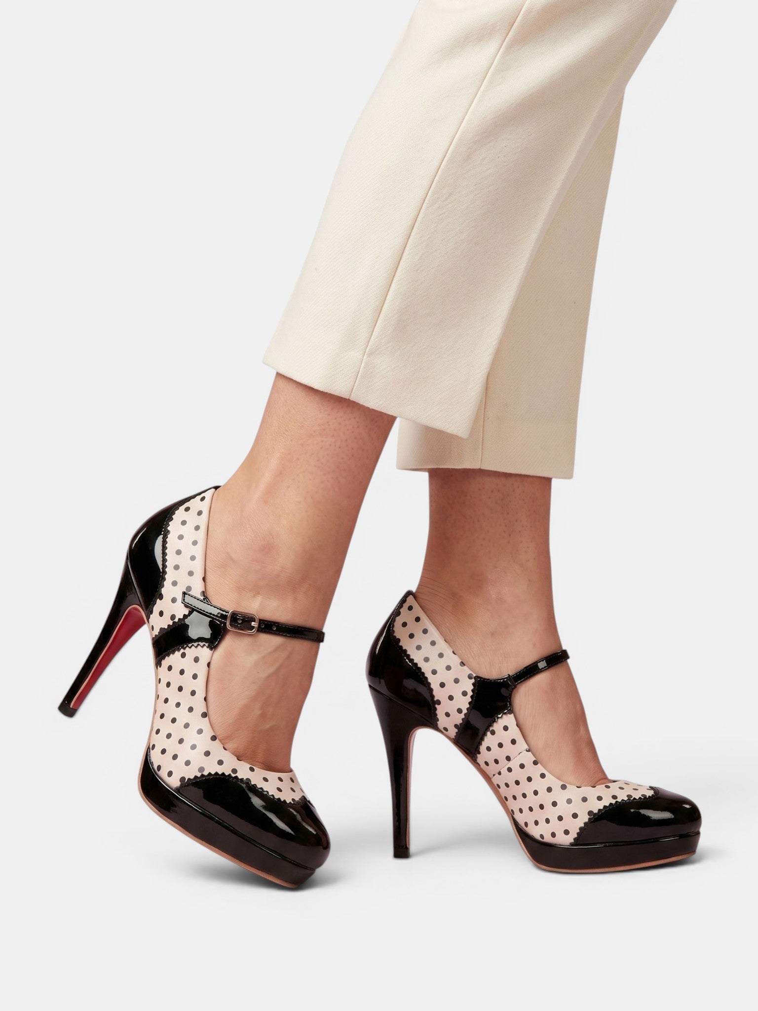Gleamond | Women's Mary Jane Court Shoes with Buckle Strap and Round Toe Gleamond