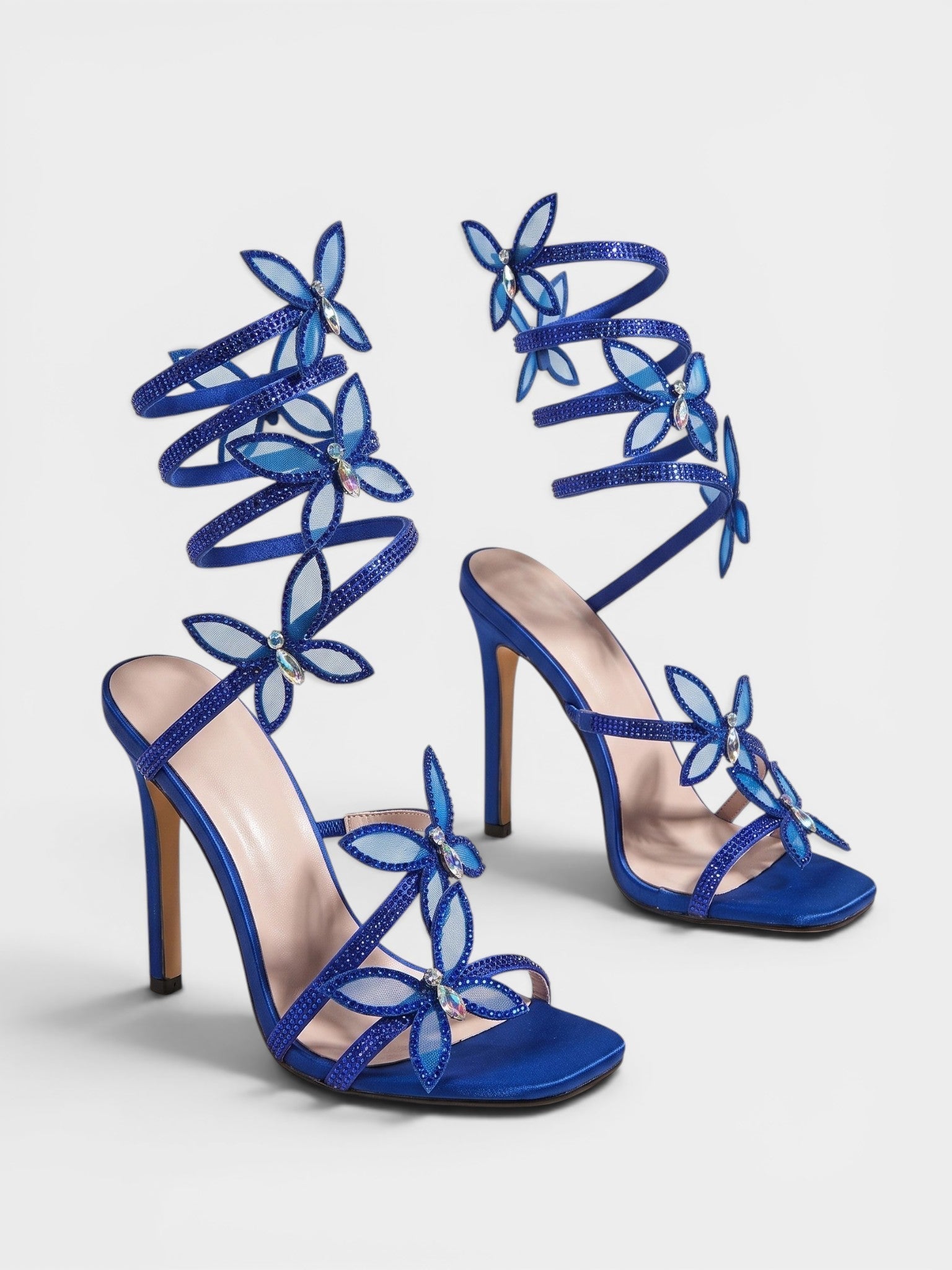 Gleamond | Women's Lace Up Sandals with Butterfly Detail and Stiletto Heel Gleamond