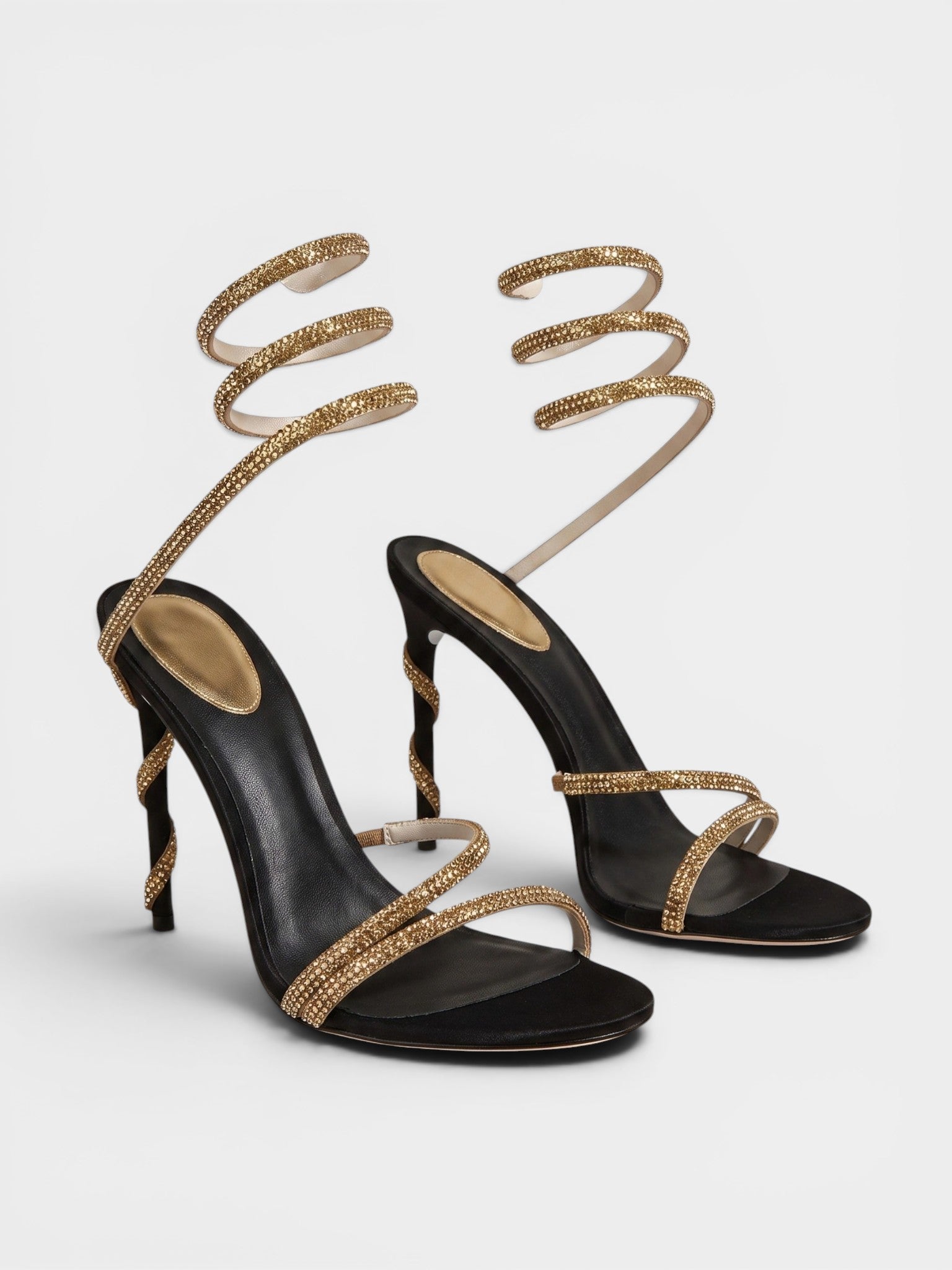 Gleamond | Women's Stiletto Sandals with Open Toe and Spiral Ankle Wrap Gleamond