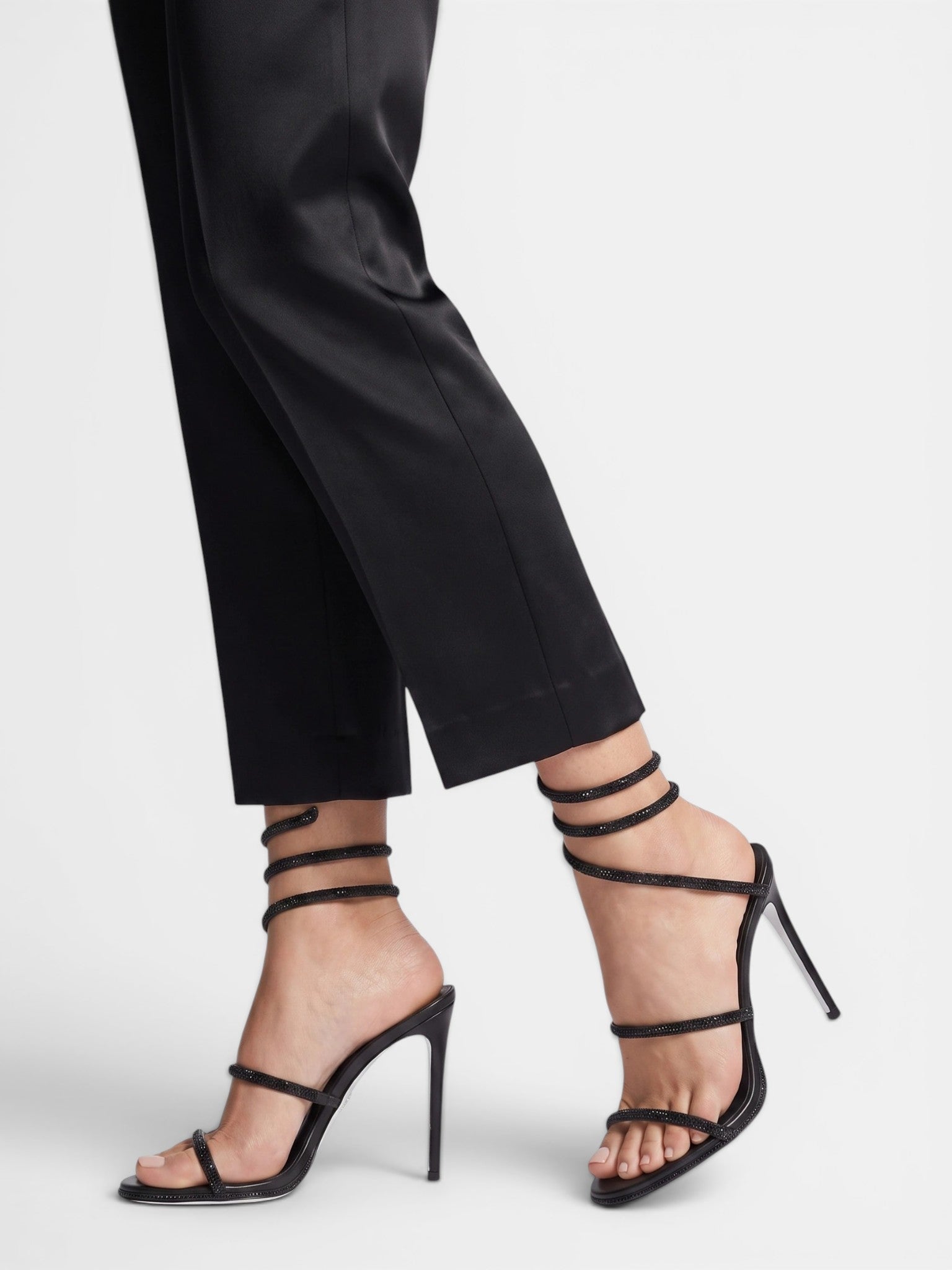 Gleamond | Women's Stiletto Sandals with Open Toe and Spiral Ankle Wrap Gleamond