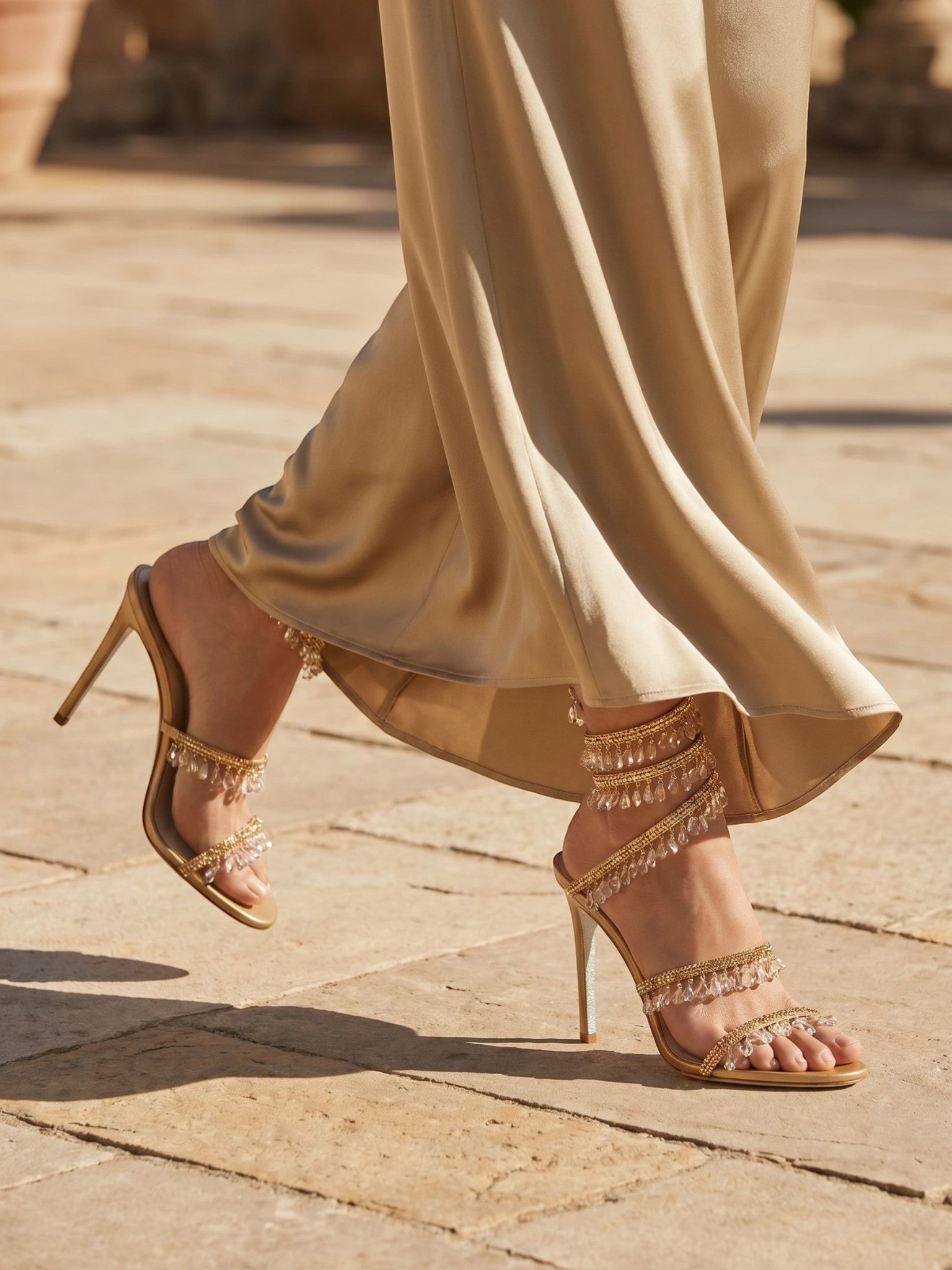 Gleamond | Women's High Heel Sandals with Open Toe and Wraparound Ankle Strap Gleamond