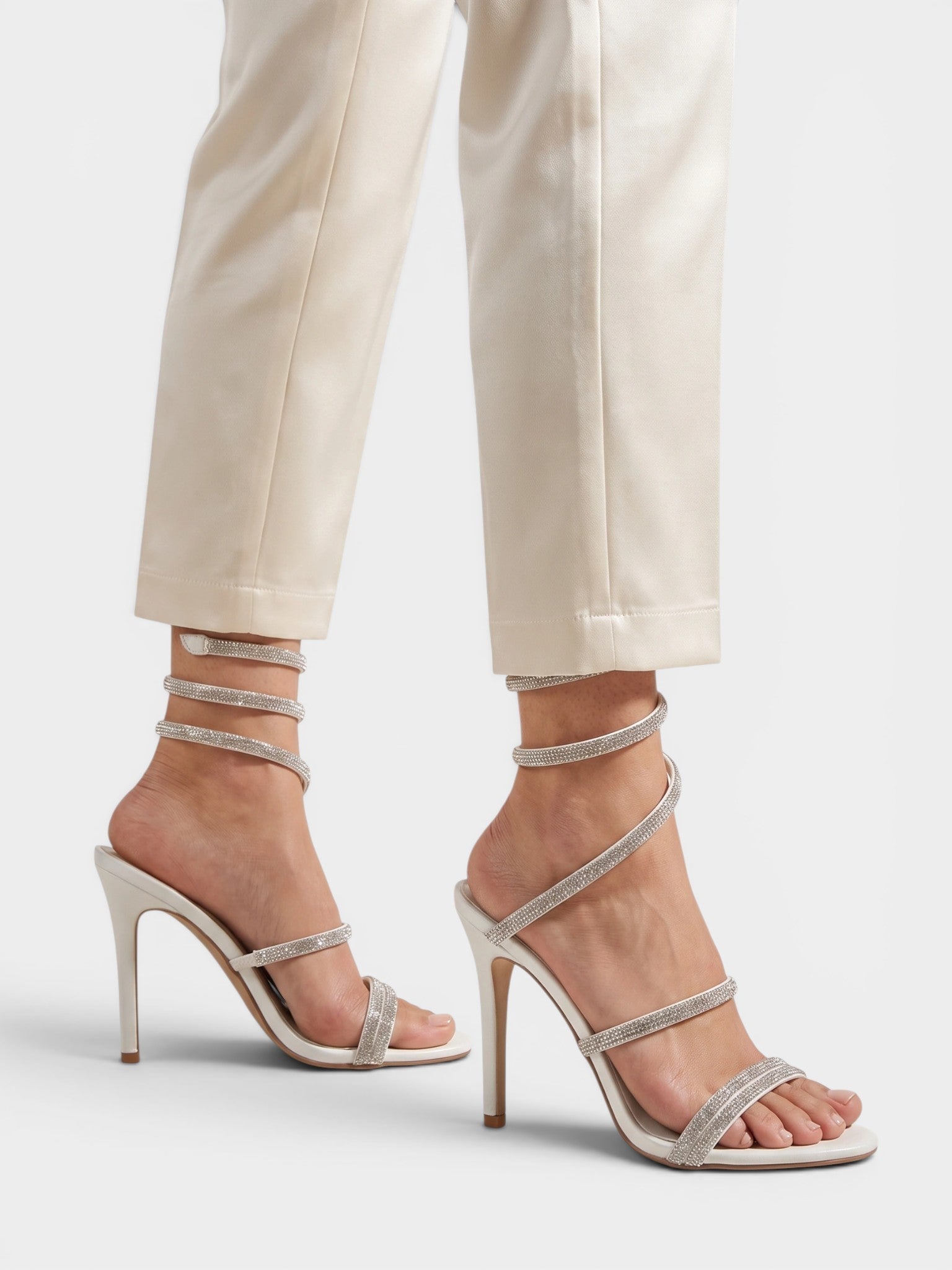 Gleamond | Women's Stiletto Sandals with Open Toe and Spiral Ankle Wrap Gleamond