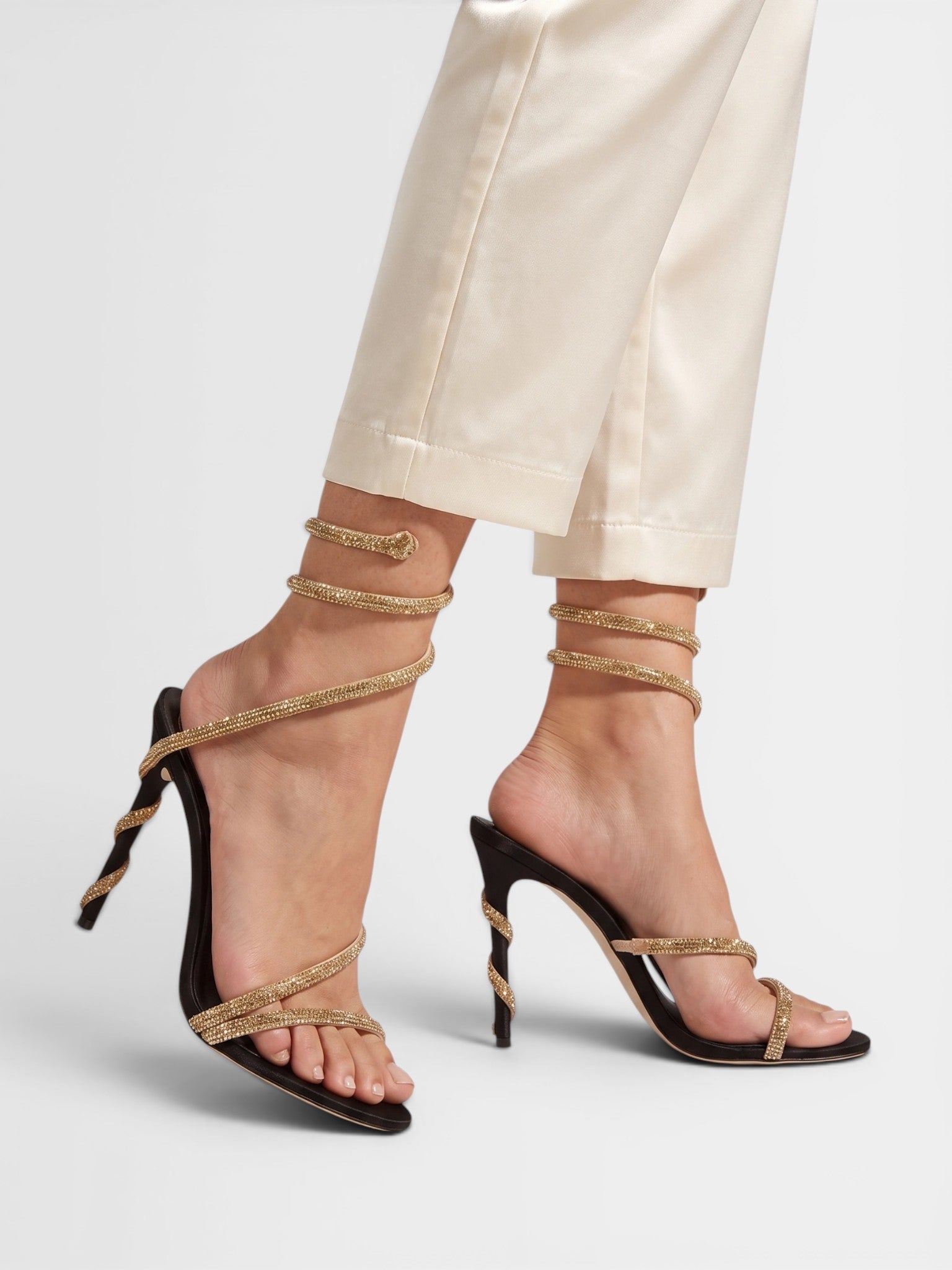 Gleamond | Women's Stiletto Sandals with Open Toe and Spiral Ankle Wrap Gleamond