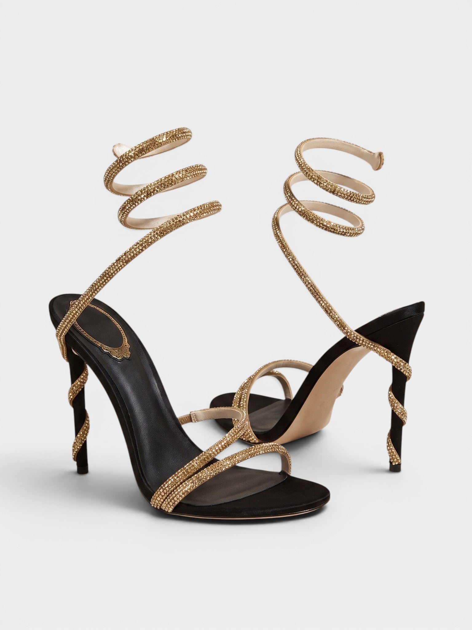 Gleamond | Women's Stiletto Sandals with Open Toe and Spiral Ankle Wrap Gleamond