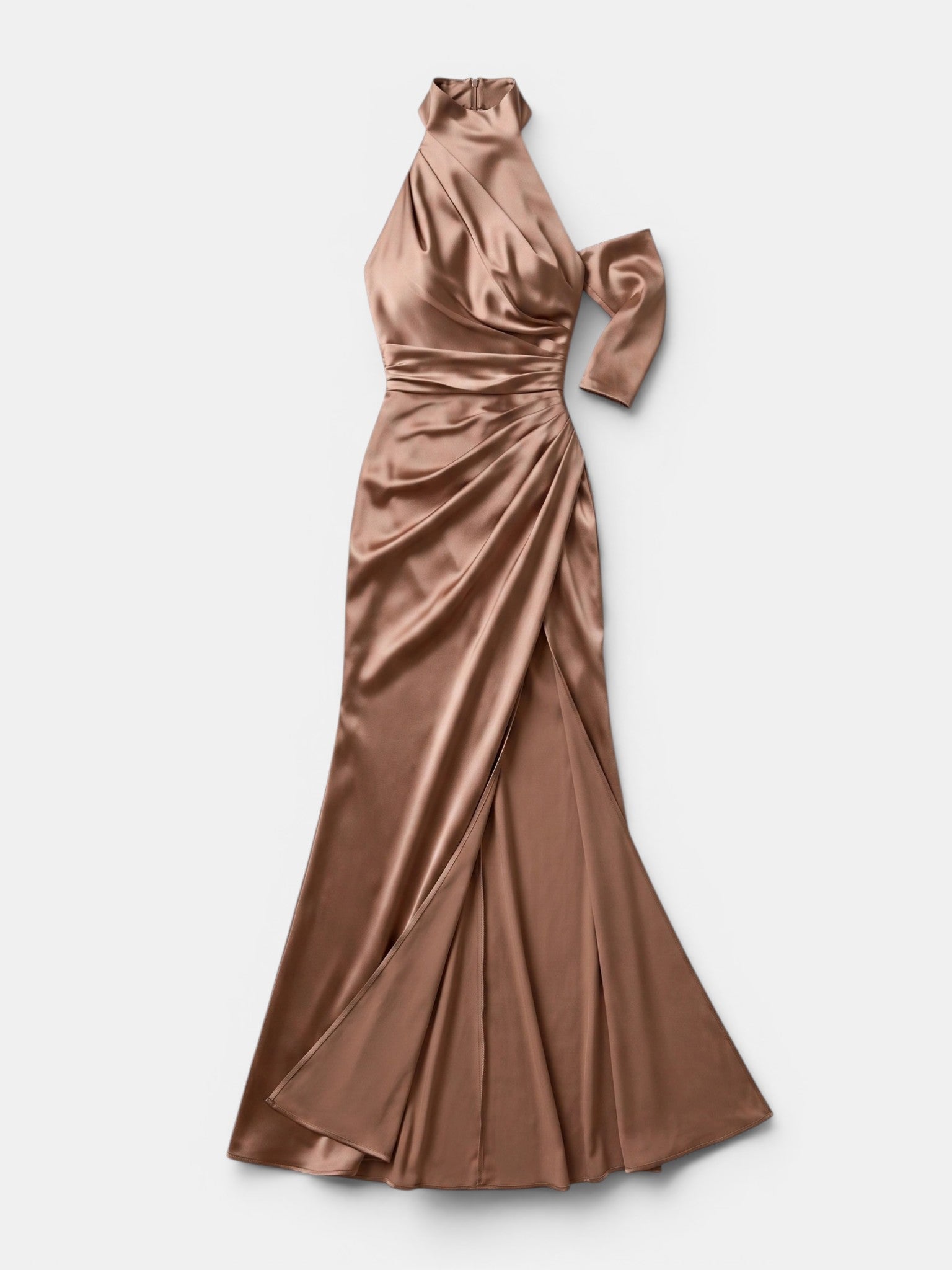 Gleamond | Women's Halter Neck Maxi Dress with Side Split and Draped Design Gleamond
