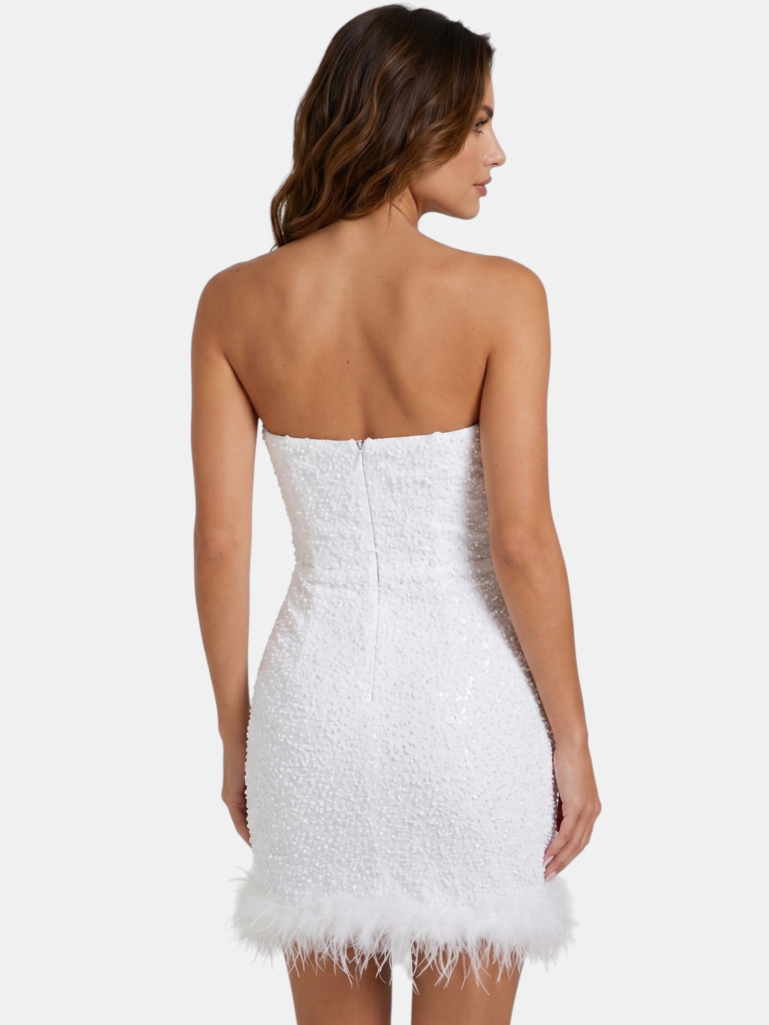 Gleamond | Women's White Elegant Strapless Cocktail Dress Gleamond