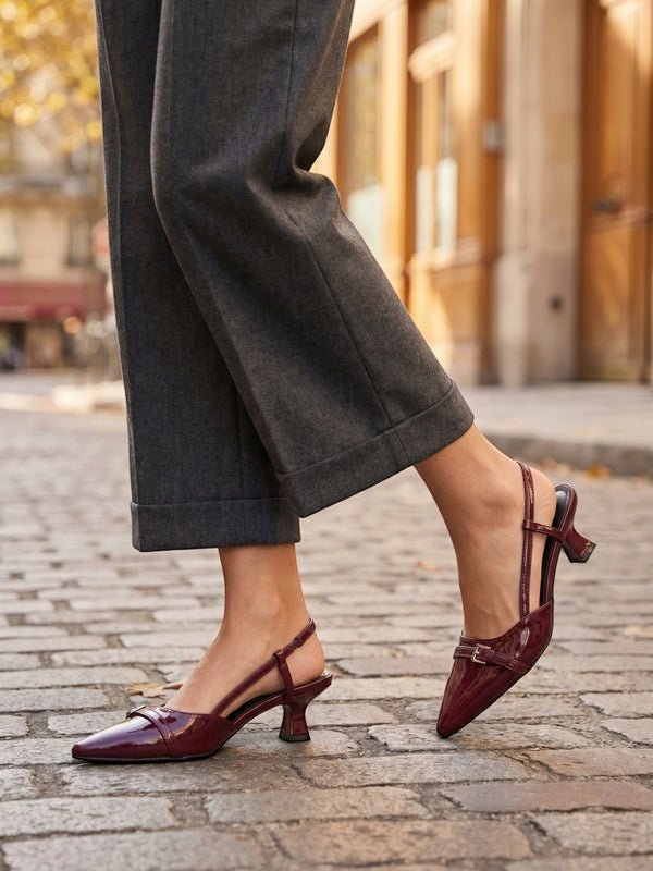 Gleamond | Women's Embroidered Slingback Pumps with Pointed Toe Gleamond