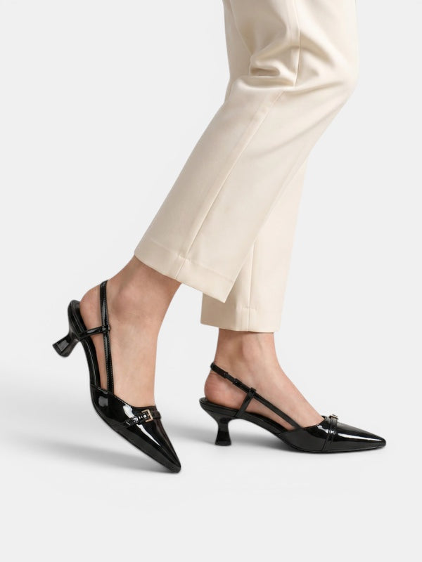 Gleamond | Women's Embroidered Slingback Pumps with Pointed Toe Gleamond