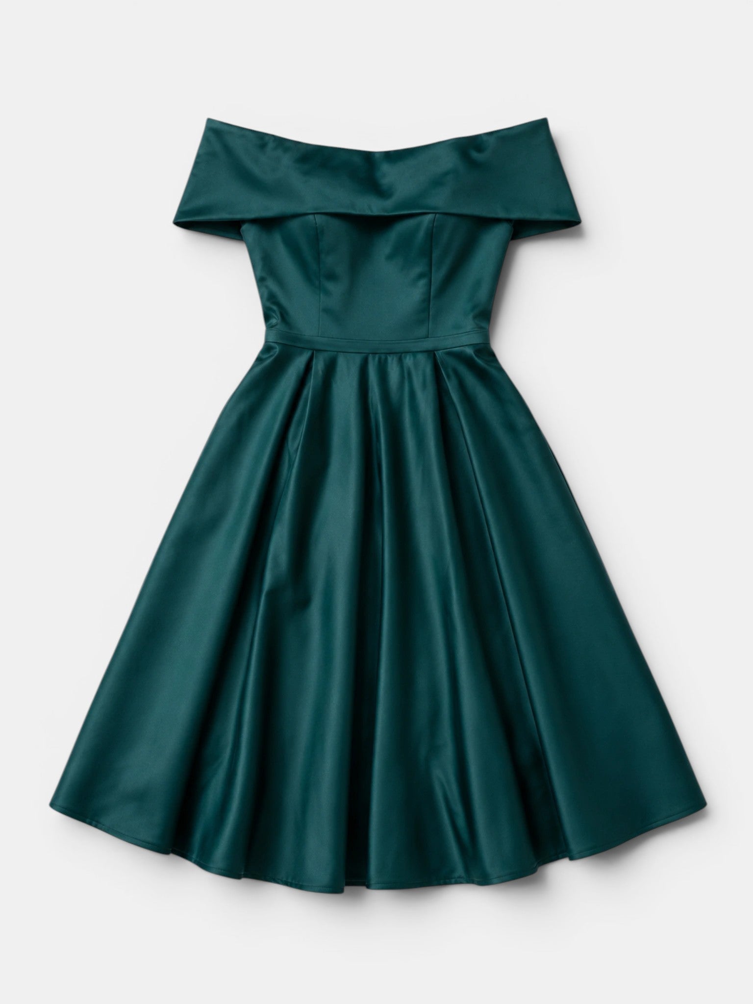 Gleamond | Women's Off Shoulder Fit and Flare Midi Dress with Pleated Full Skirt Gleamond