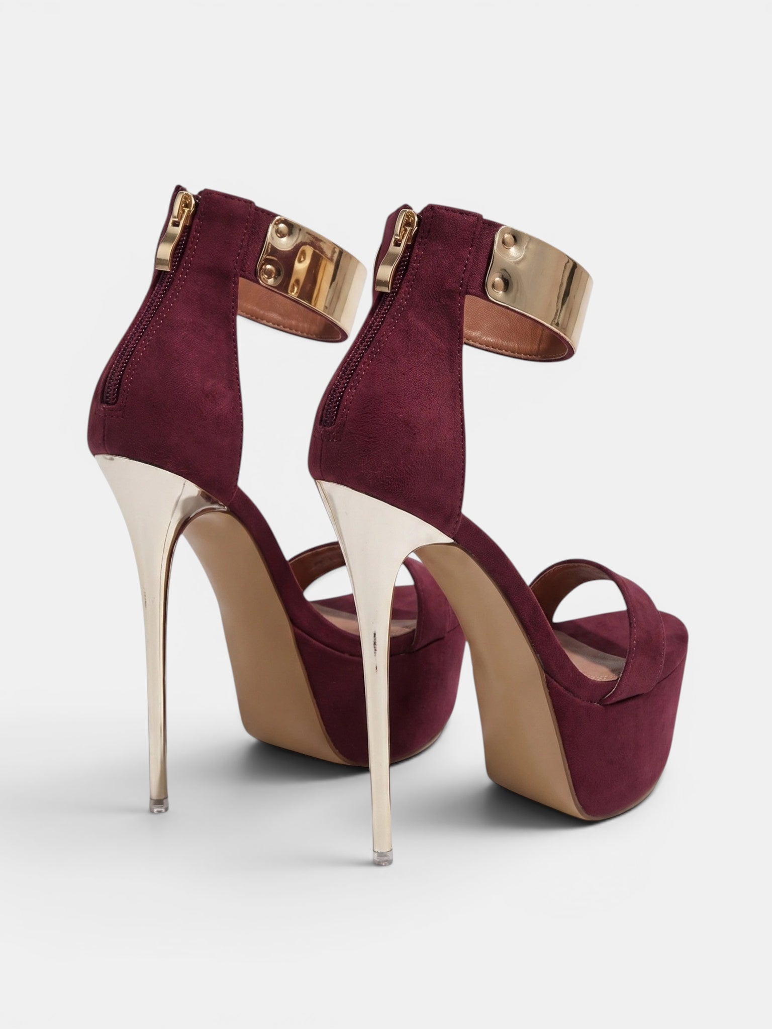 Gleamond | Women's Platform Heels with Metallic Ankle Cuff and Stiletto Heel Gleamond