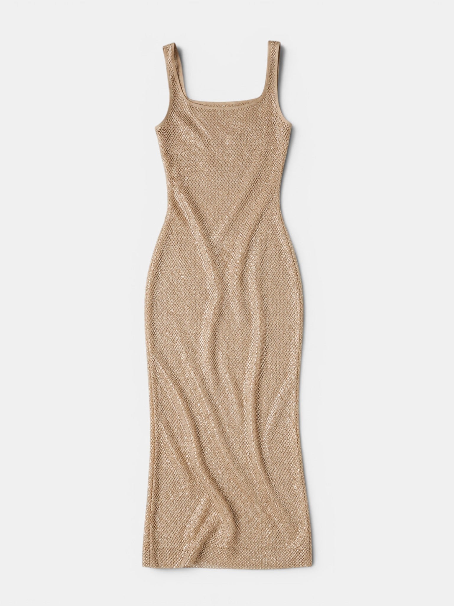 Gleamond | Women's Rhinestone Bodycon Maxi Dress with Square Neck and Sleeveless Gleamond