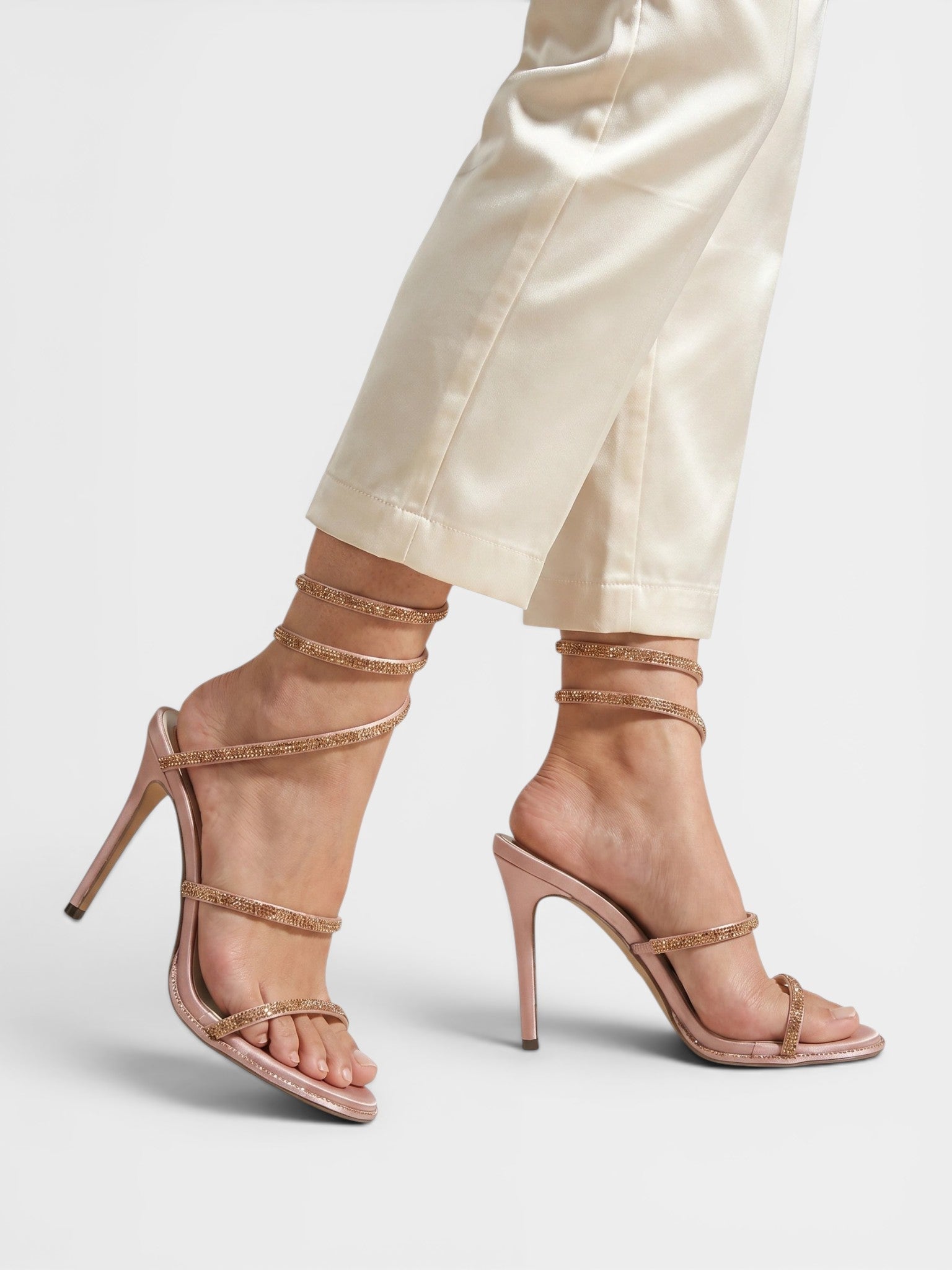 Gleamond | Women's Platform Sandals with Spiral Ankle Strap and Stiletto Heel Gleamond