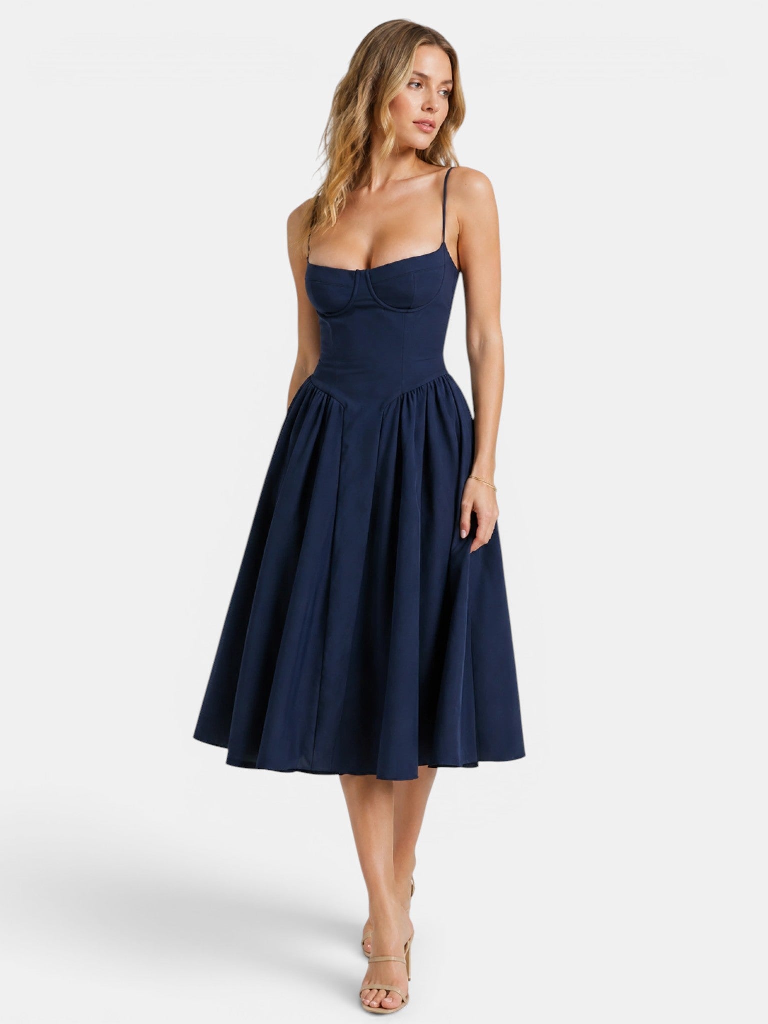 Gleamond | Women's Strapless Corset Midi Dress Gleamond