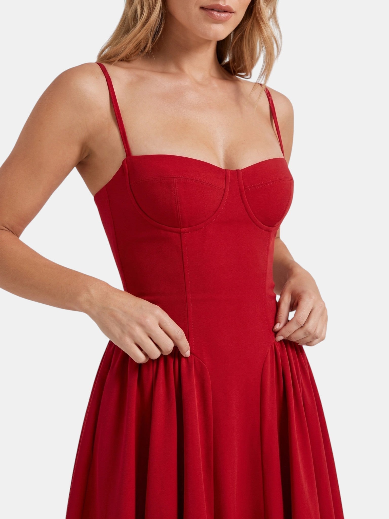 Gleamond | Women's Strapless Corset Midi Dress Gleamond