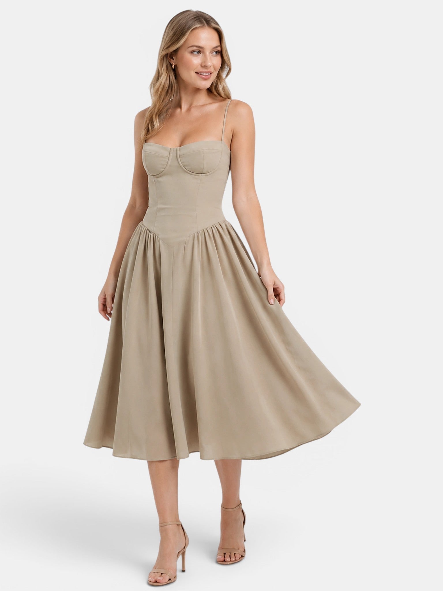 Gleamond | Women's Strapless Corset Midi Dress Gleamond