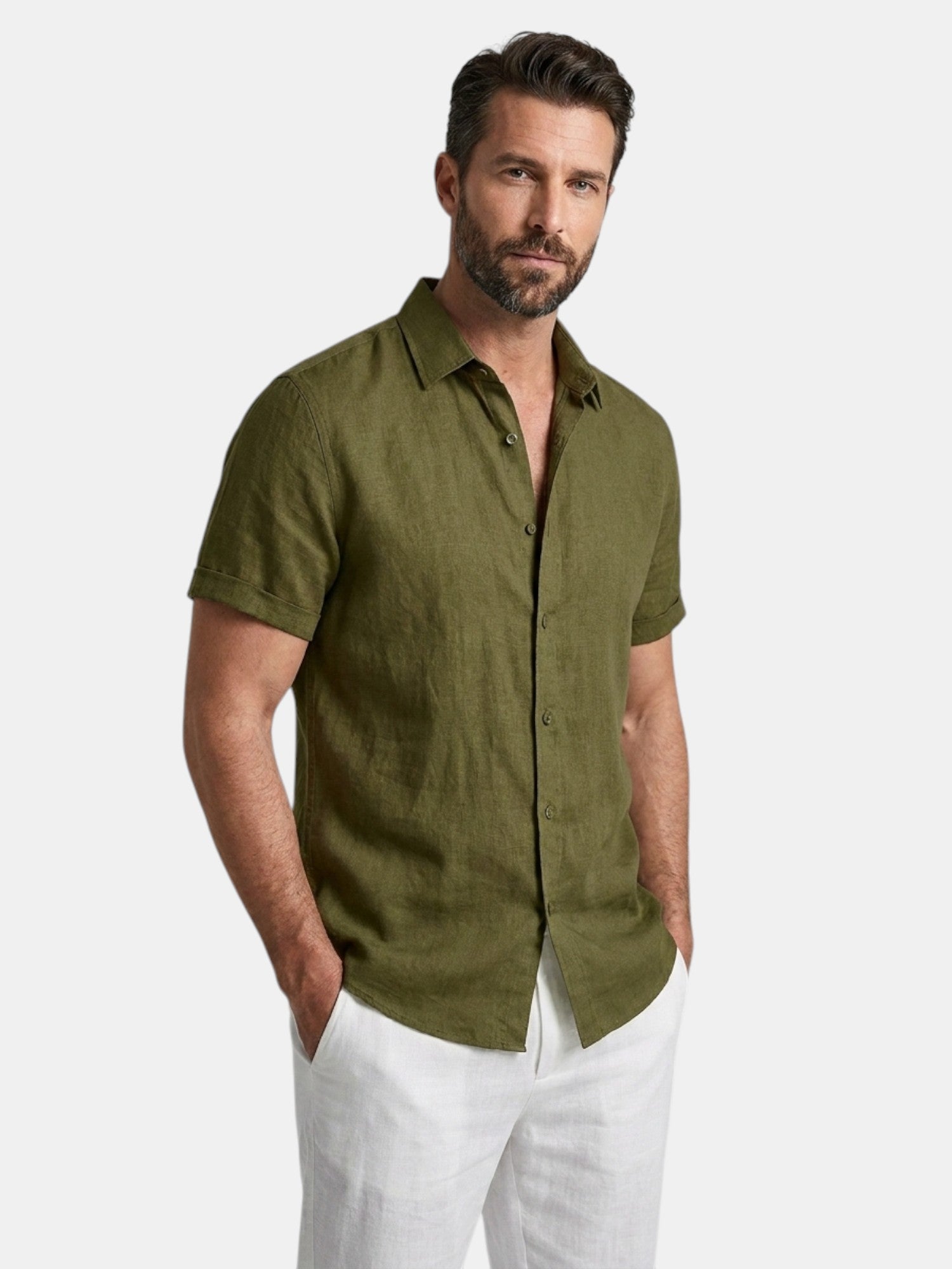 Men’s Cotton Linen Summer Shirt Lightweight Short Sleeve SnugBubs Australia