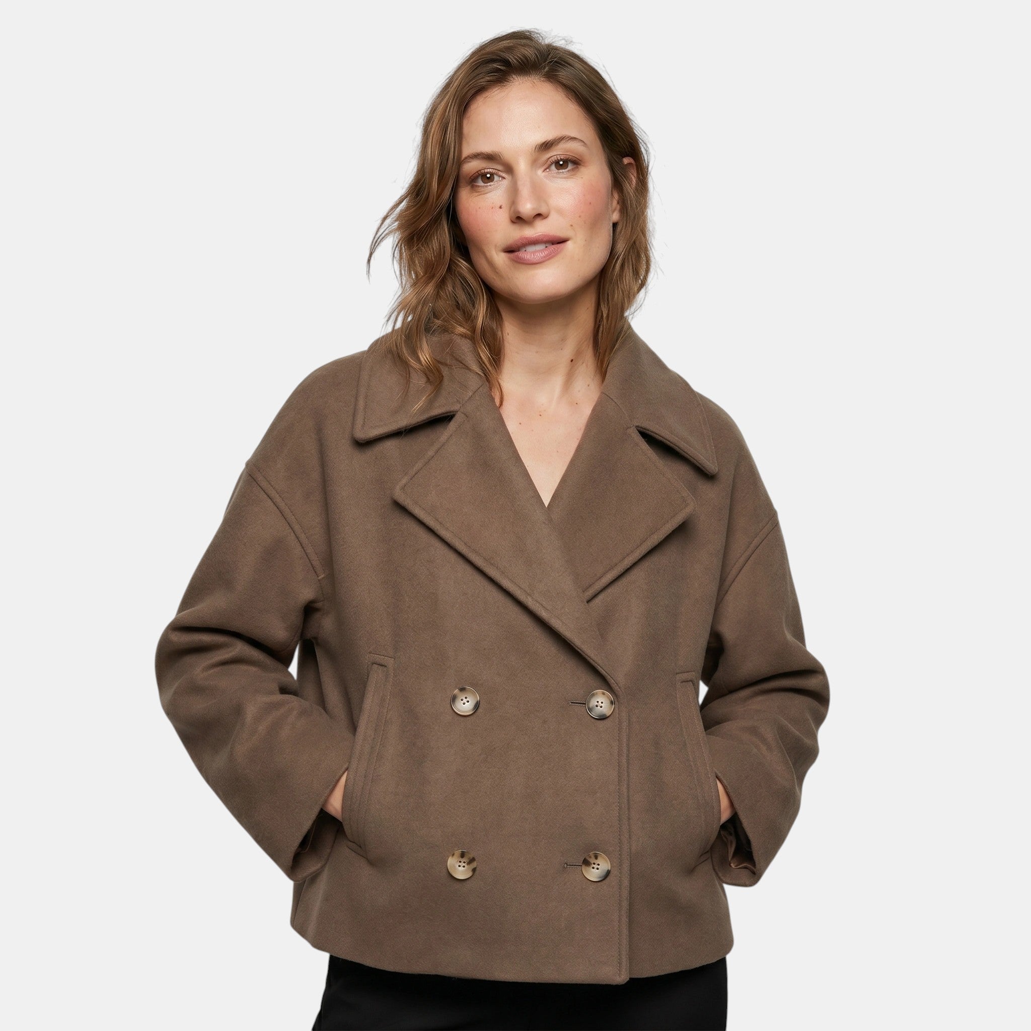 Women's Double Breasted Short Coat Elegant Office Jacket SnugBubs Australia
