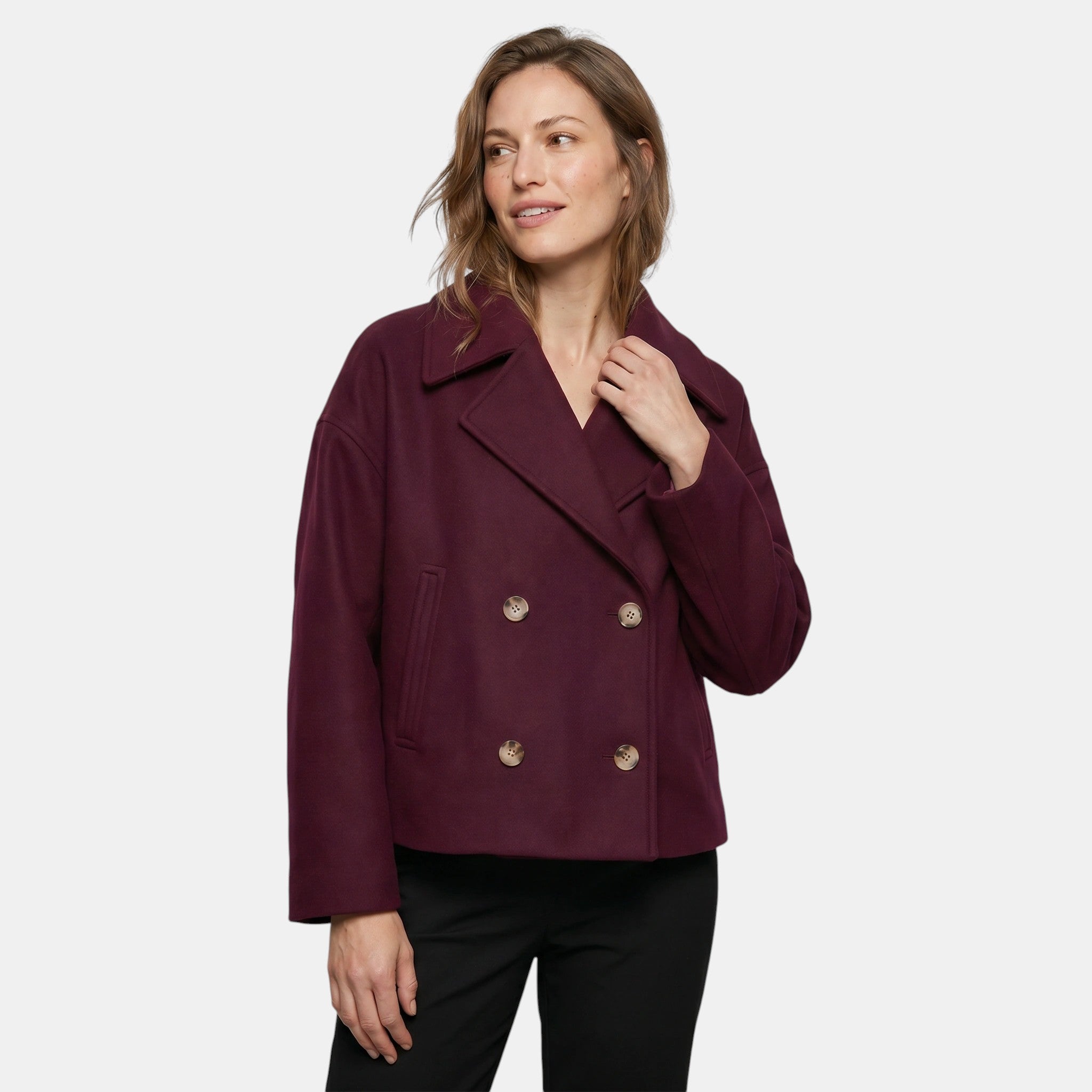 Women's Double Breasted Short Coat Elegant Office Jacket SnugBubs Australia