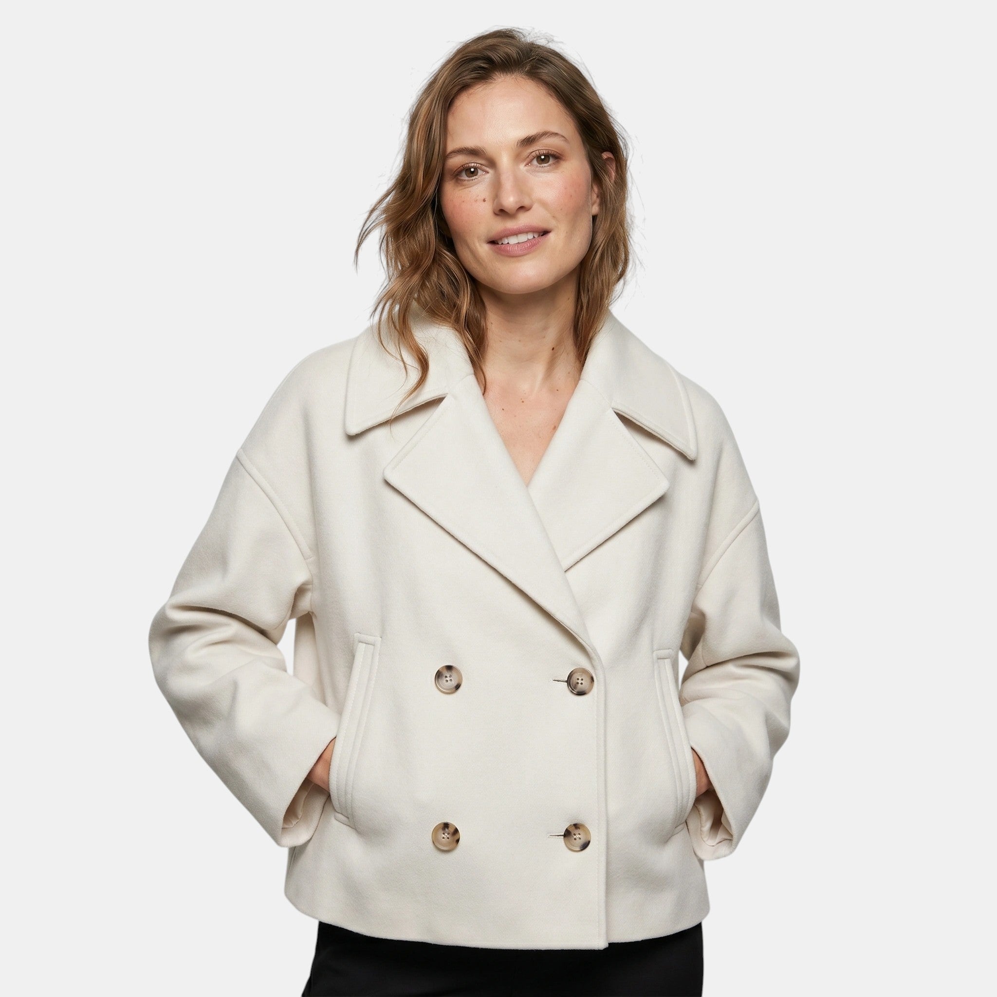 Women's Double Breasted Short Coat Elegant Office Jacket SnugBubs Australia