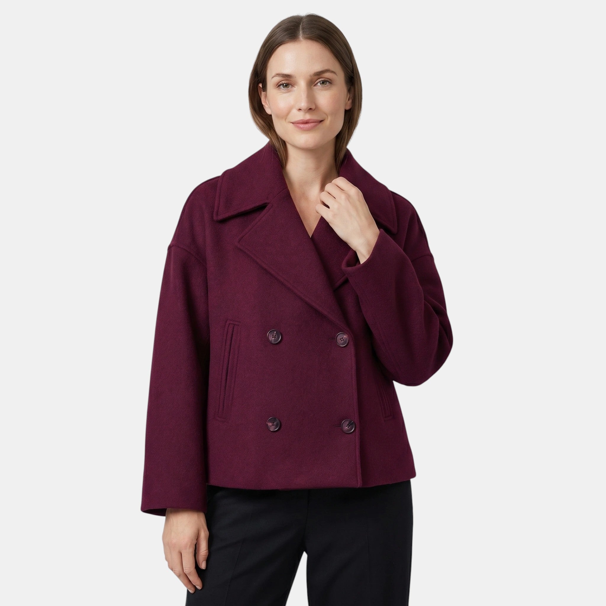 Women's Double Breasted Short Jacket Elegant Tailored Coat SnugBubs Australia