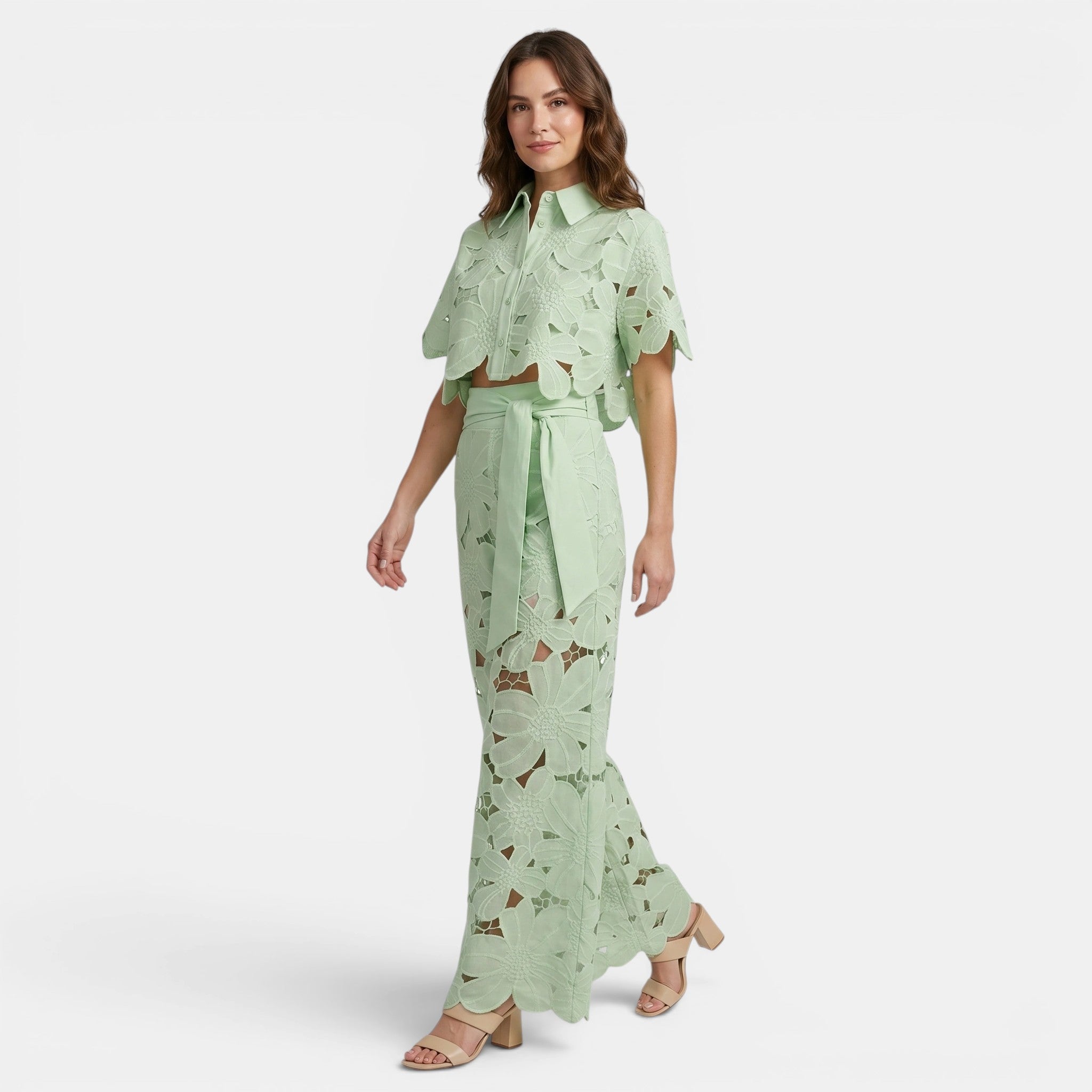 Women's Floral Cut Out Two Piece Set Elegant Summer Outfit SnugBubs Australia