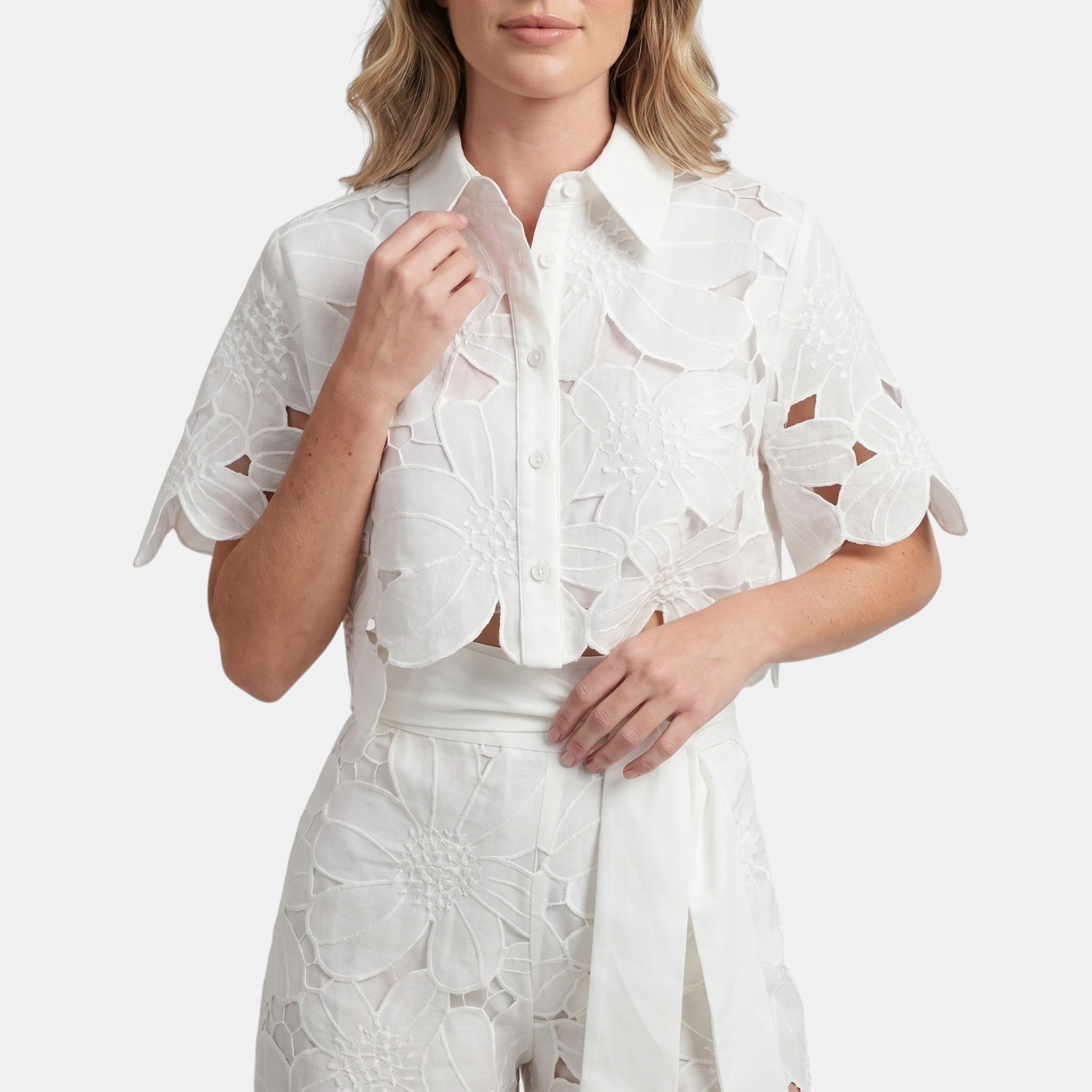 Women's Floral Cut Out Two Piece Set Elegant Summer Outfit SnugBubs Australia