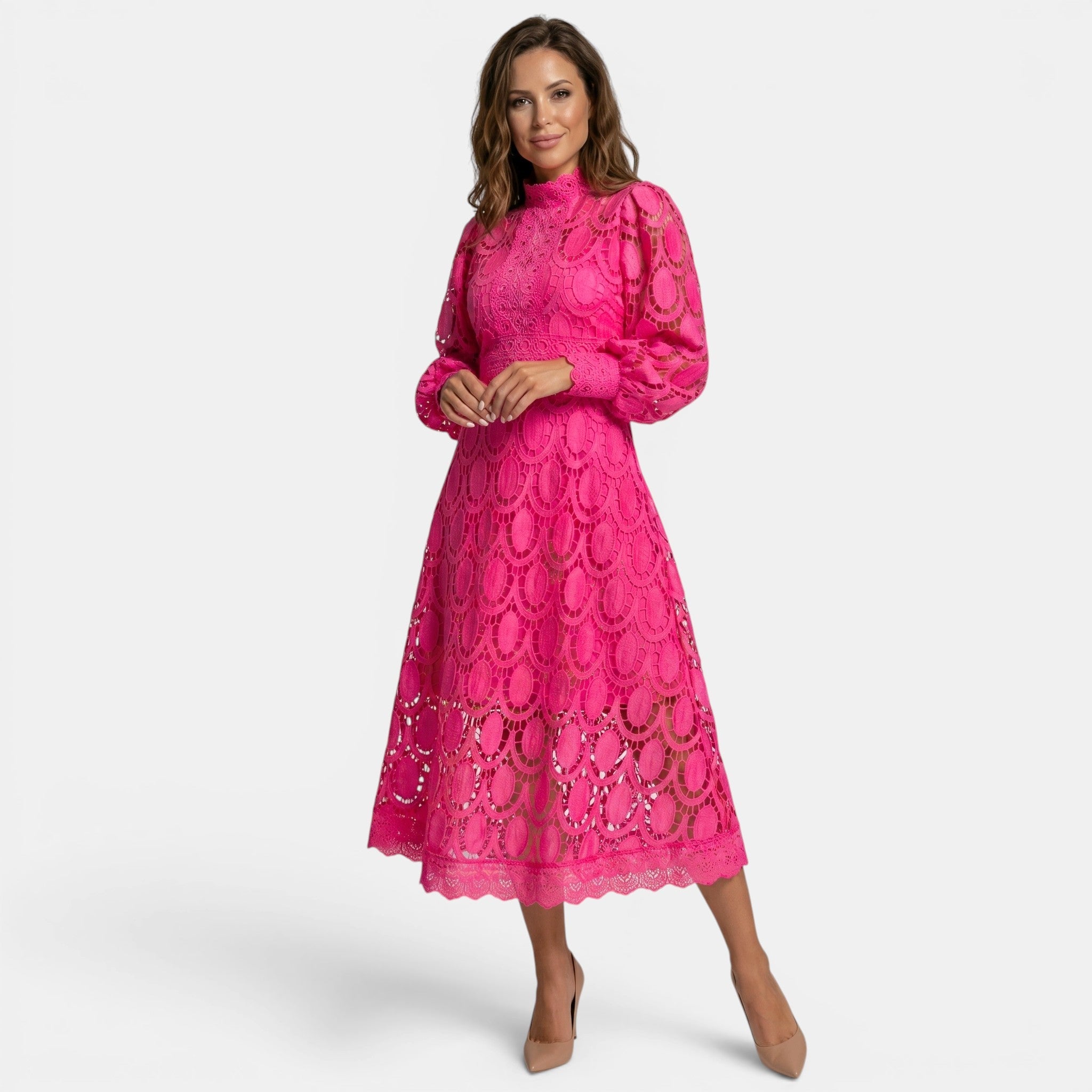 Women's Long Sleeve Lace Midi Dress SnugBubs Australia