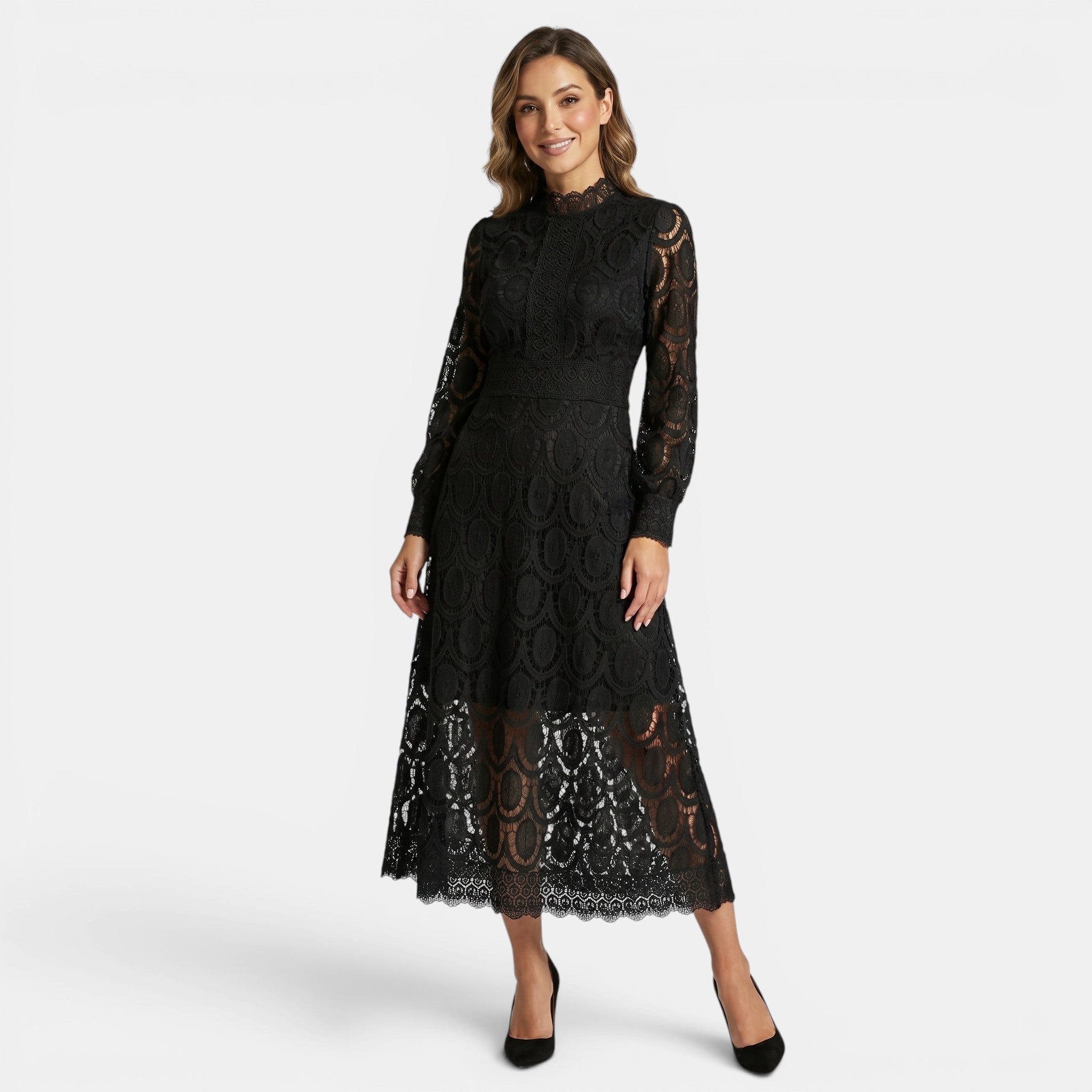 Women's Long Sleeve Lace Midi Dress SnugBubs Australia