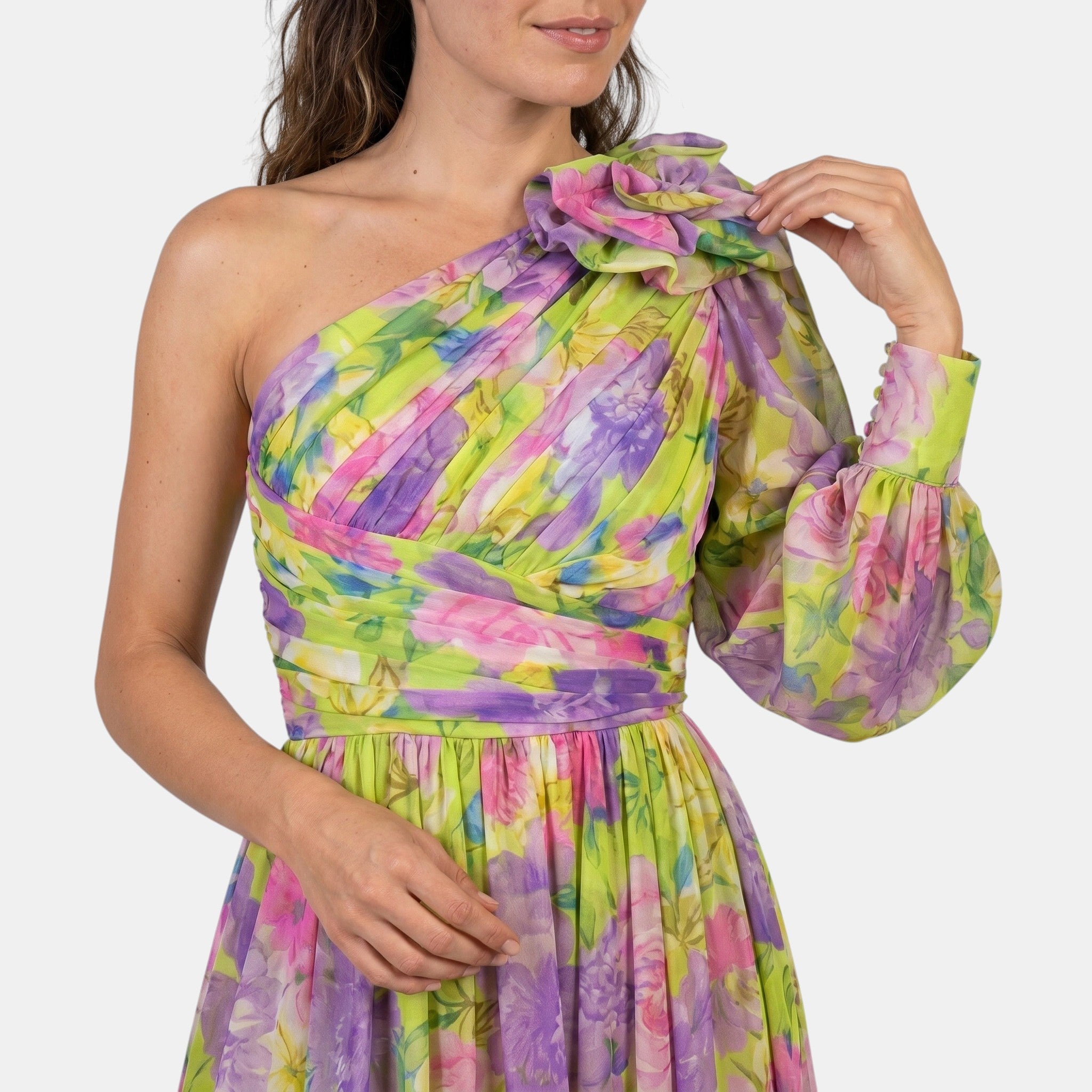 Women's One Shoulder Floral Maxi Dress Elegant Occasion Wear SnugBubs Australia