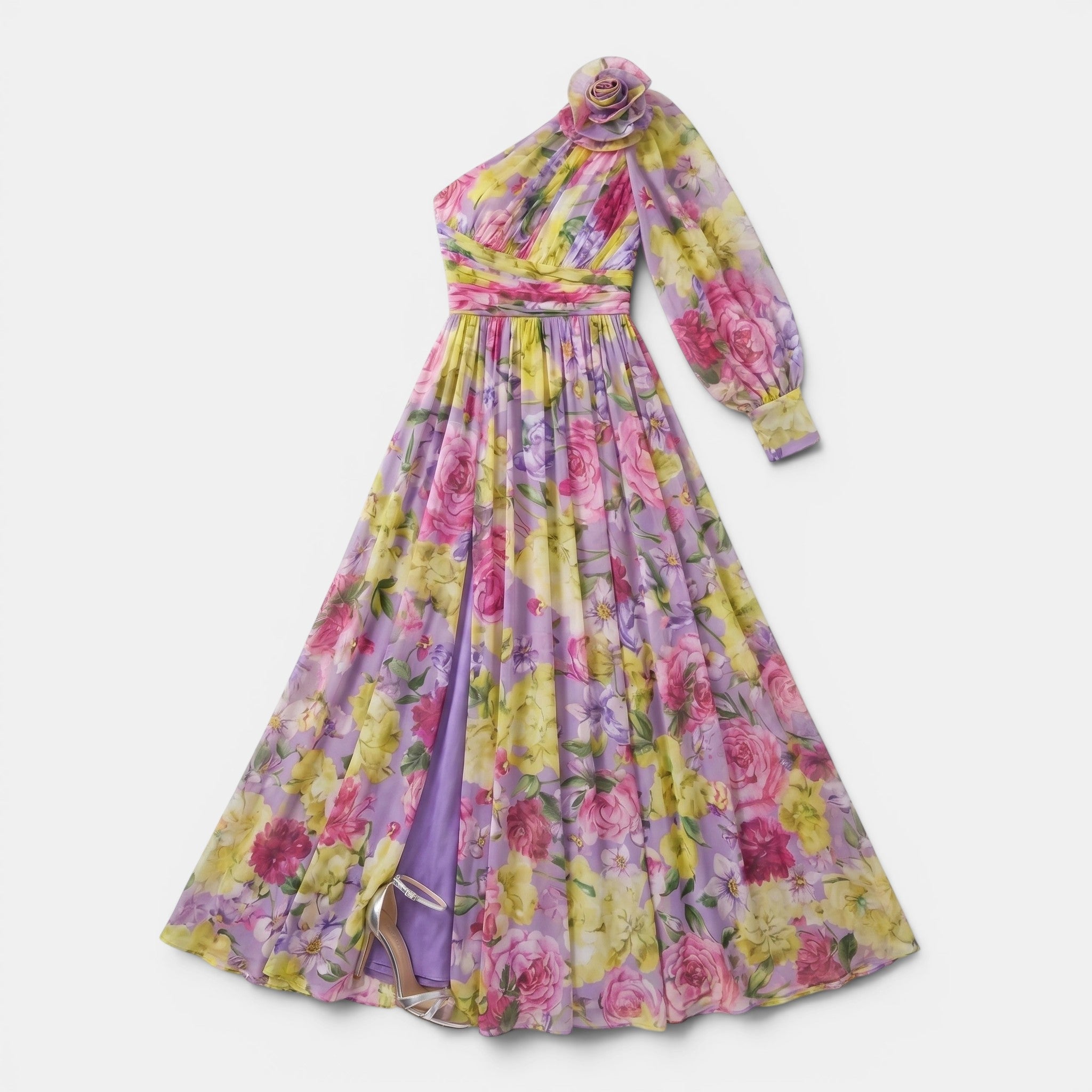 Women's One Shoulder Floral Maxi Dress Elegant Occasion Wear SnugBubs Australia