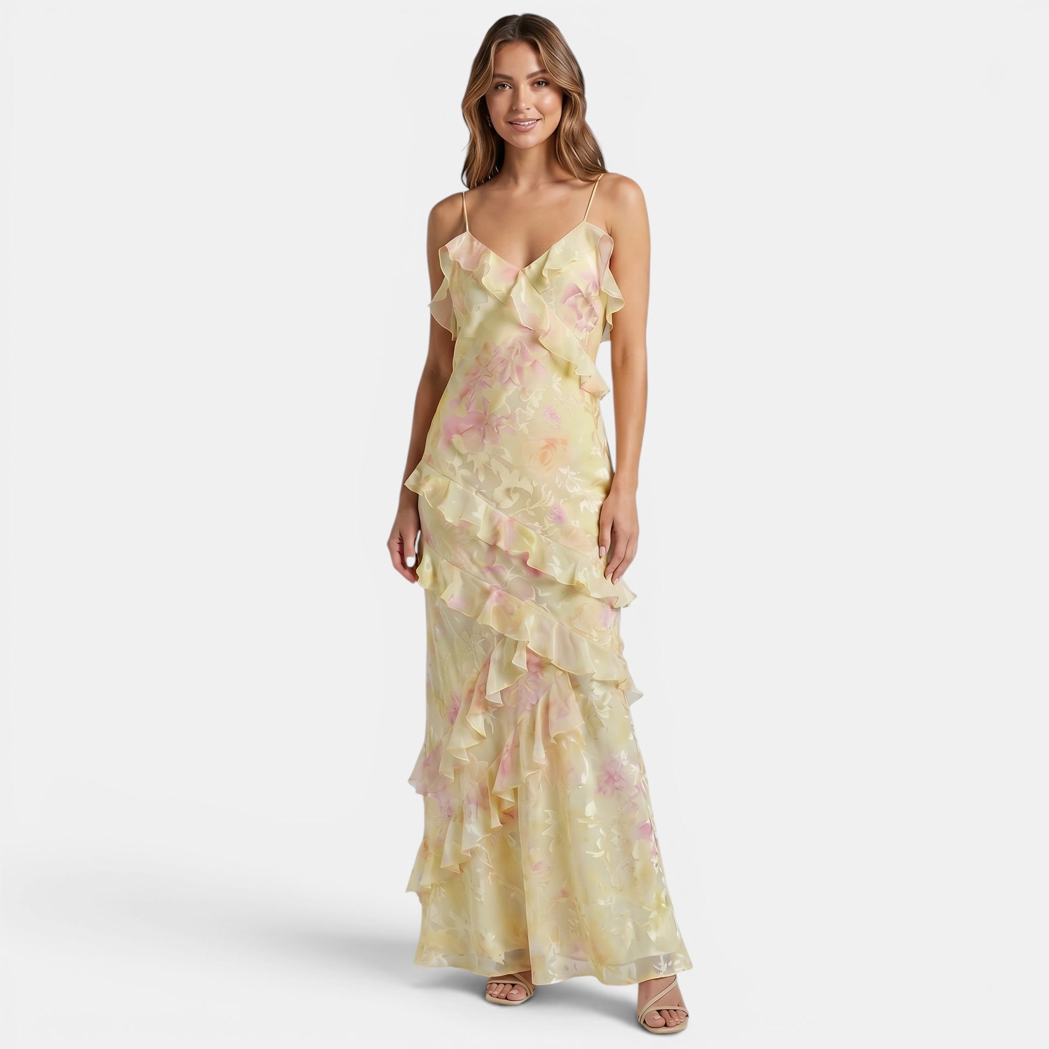 Women's Ruffle Maxi Dress with Floral Print SnugBubs Australia