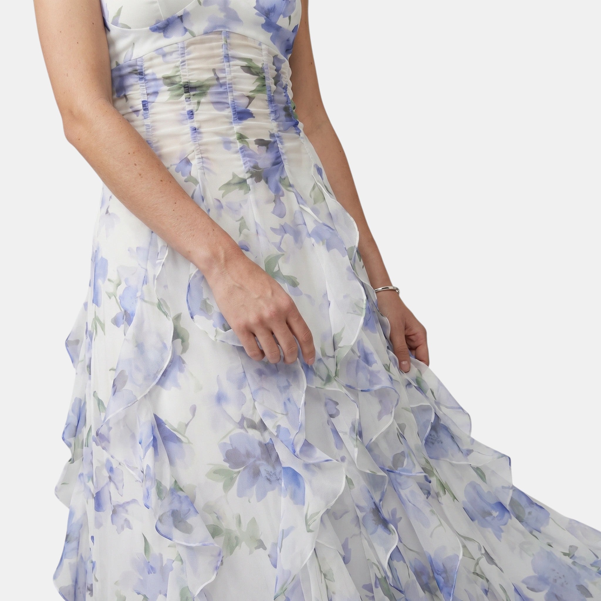 Women's Ruffled Maxi Dress Flowing Floral SnugBubs Australia