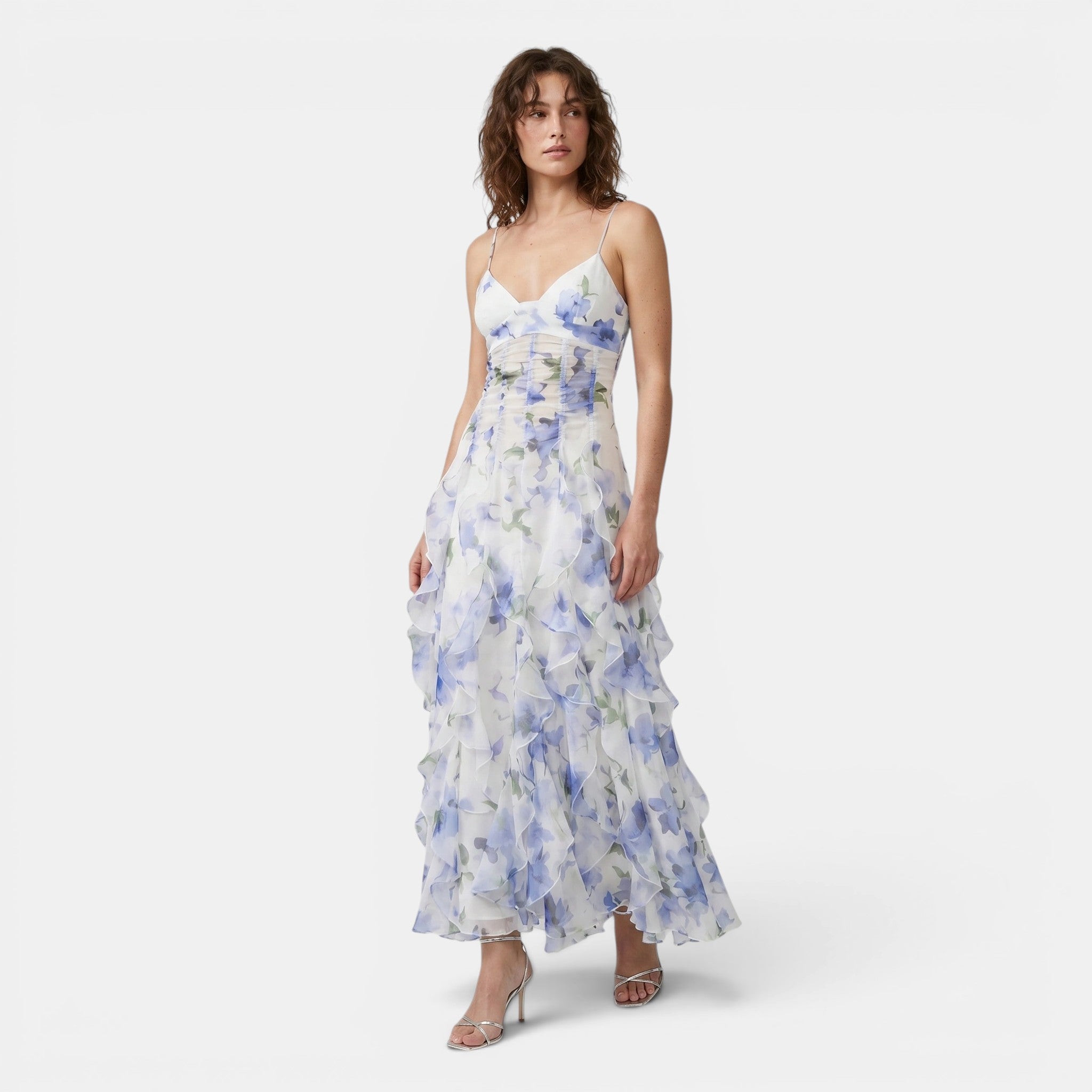 Women's Ruffled Maxi Dress Flowing Floral SnugBubs Australia
