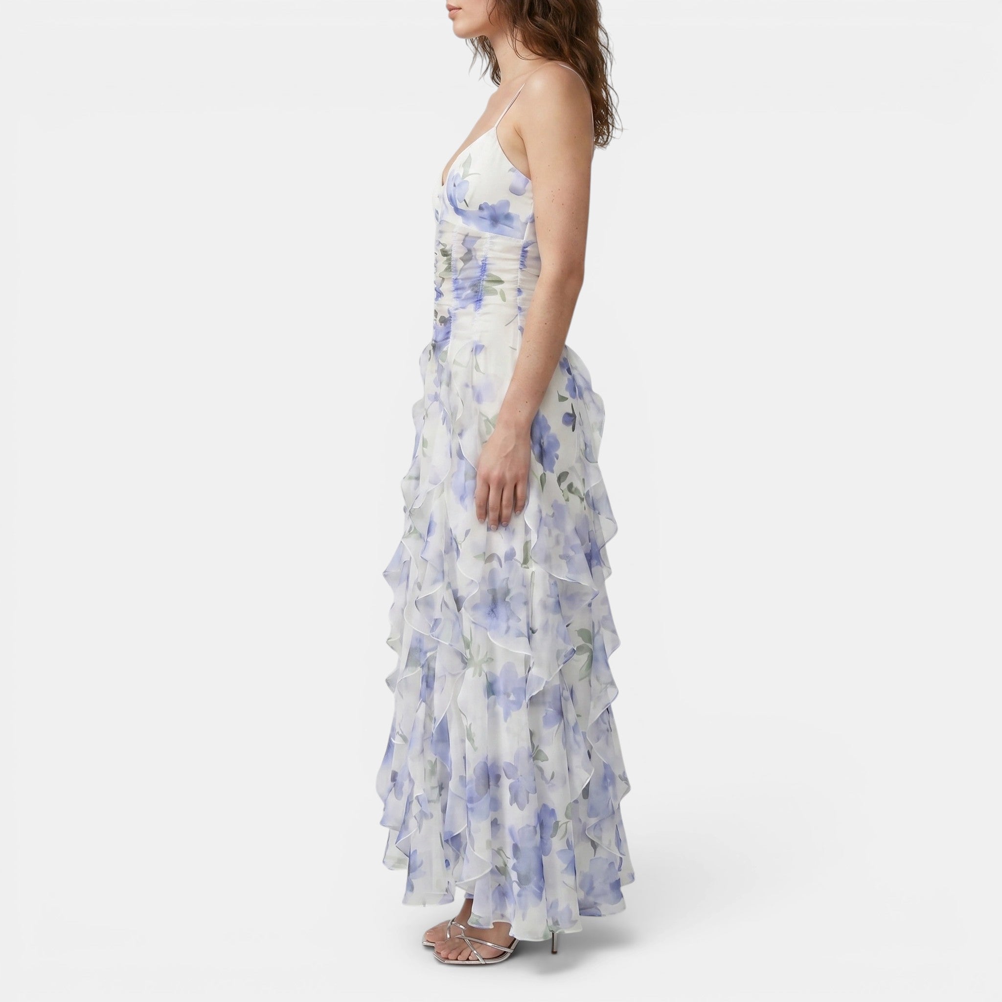 Women's Ruffled Maxi Dress Flowing Floral SnugBubs Australia